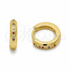 Argolla Huggie 02.267.0144.4.12 Oro Laminado, con Zirconia Cubica Multicolor, Pulido, Tono Dorado
