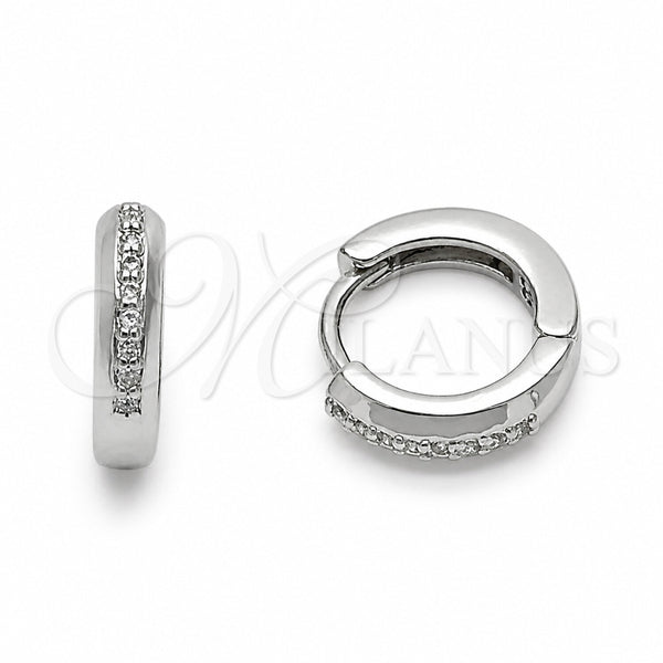 Argolla Huggie 02.267.0144.5.12 Rodio Laminado, con Zirconia Cubica Blanca, Pulido, Rodinado