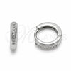 Argolla Huggie 02.267.0144.5.12 Rodio Laminado, con Zirconia Cubica Blanca, Pulido, Rodinado
