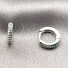 Argolla Huggie 02.267.0144.6.12 Rodio Laminado, con Zirconia Cubica Verde, Pulido, Rodinado