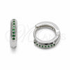 Argolla Huggie 02.267.0144.6.12 Rodio Laminado, con Zirconia Cubica Verde, Pulido, Rodinado