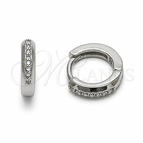 Argolla Huggie 02.267.0144.8.12 Rodio Laminado, con Zirconia Cubica Amatista, Pulido, Rodinado