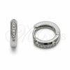Argolla Huggie 02.267.0144.8.12 Rodio Laminado, con Zirconia Cubica Amatista, Pulido, Rodinado