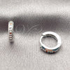 Argolla Huggie 02.267.0144.9.12 Rodio Laminado, con Zirconia Cubica Multicolor, Pulido, Rodinado