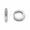 Argolla Huggie 02.267.0144.9.12 Rodio Laminado, con Zirconia Cubica Multicolor, Pulido, Rodinado