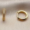 Argolla Huggie 02.267.0144.14 Oro Laminado, con Zirconia Cubica Blanca, Pulido, Tono Dorado