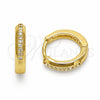 Argolla Huggie 02.267.0144.14 Oro Laminado, con Zirconia Cubica Blanca, Pulido, Tono Dorado