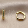 Argolla Huggie 02.267.0144.1.14 Oro Laminado, con Zirconia Cubica Verde, Pulido, Tono Dorado