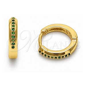 Argolla Huggie 02.267.0144.1.14 Oro Laminado, con Zirconia Cubica Verde, Pulido, Tono Dorado