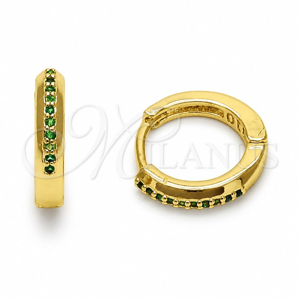 Argolla Huggie 02.267.0144.1.14 Oro Laminado, con Zirconia Cubica Verde, Pulido, Tono Dorado