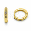 Argolla Huggie 02.267.0144.2.14 Oro Laminado, con Zirconia Cubica Zafiro Azul, Pulido, Tono Dorado