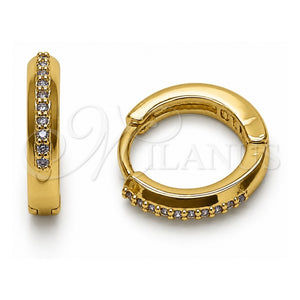 Argolla Huggie 02.267.0144.3.14 Oro Laminado, con Zirconia Cubica Amatista, Pulido, Tono Dorado