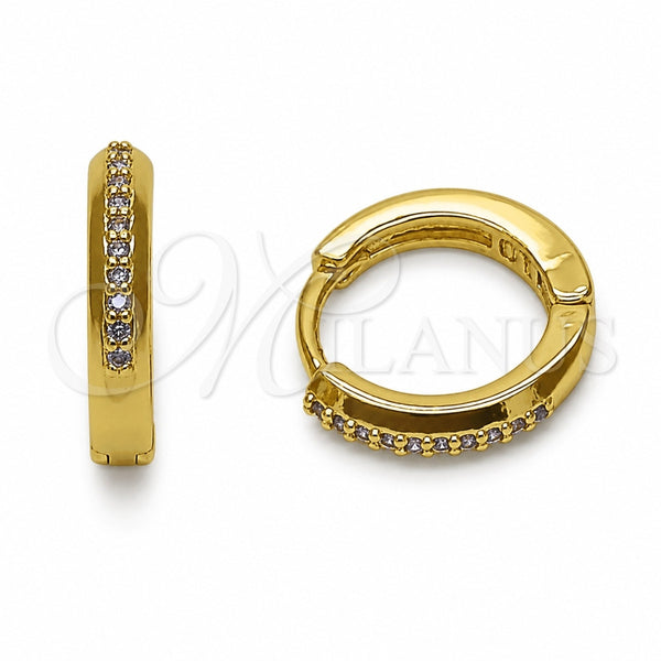Argolla Huggie 02.267.0144.3.14 Oro Laminado, con Zirconia Cubica Amatista, Pulido, Tono Dorado