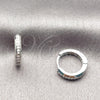 Argolla Huggie 02.267.0144.5.14 Rodio Laminado, con Zirconia Cubica Blanca, Pulido, Rodinado