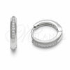 Argolla Huggie 02.267.0144.5.14 Rodio Laminado, con Zirconia Cubica Blanca, Pulido, Rodinado