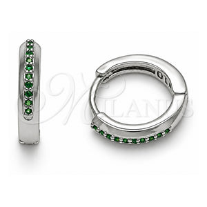 Argolla Huggie 02.267.0144.6.14 Oro Laminado Blanco, con Zirconia Cubica Verde, Pulido, Rodinado