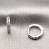 Argolla Huggie 02.267.0144.7.14 Rodio Laminado, con Zirconia Cubica Zafiro Azul, Pulido, Rodinado