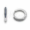 Argolla Huggie 02.267.0144.7.14 Rodio Laminado, con Zirconia Cubica Zafiro Azul, Pulido, Rodinado