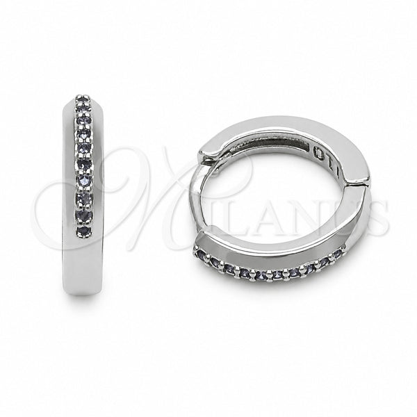 Argolla Huggie 02.267.0144.8.14 Rodio Laminado, con Zirconia Cubica Amatista, Pulido, Rodinado