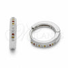 Argolla Huggie 02.267.0144.9.14 Rodio Laminado, con Zirconia Cubica Multicolor, Pulido, Rodinado