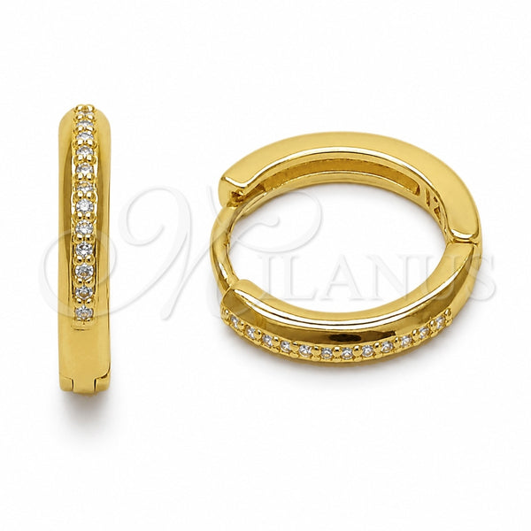 Argolla Huggie 02.267.0144.16 Oro Laminado, con Zirconia Cubica Blanca, Pulido, Tono Dorado