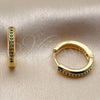 Argolla Huggie 02.267.0144.1.16 Oro Laminado, con Zirconia Cubica Verde, Pulido, Tono Dorado