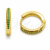 Argolla Huggie 02.267.0144.1.16 Oro Laminado, con Zirconia Cubica Verde, Pulido, Tono Dorado