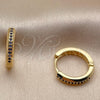 Argolla Huggie 02.267.0144.2.16 Oro Laminado, con Zirconia Cubica Zafiro Azul, Pulido, Tono Dorado