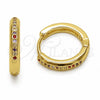 Argolla Huggie 02.267.0144.4.16 Oro Laminado, con Zirconia Cubica Multicolor, Pulido, Tono Dorado