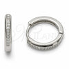 Argolla Huggie 02.267.0144.5.16 Rodio Laminado, con Zirconia Cubica Blanca, Pulido, Rodinado