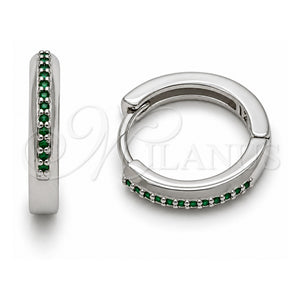 Argolla Huggie 02.267.0144.6.16 Oro Laminado Blanco, con Zirconia Cubica Verde, Pulido, Rodinado