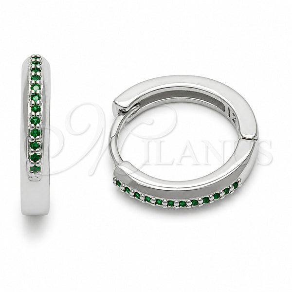 Argolla Huggie 02.267.0144.6.16 Rodio Laminado, con Zirconia Cubica Verde, Pulido, Rodinado