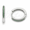 Argolla Huggie 02.267.0144.6.16 Rodio Laminado, con Zirconia Cubica Verde, Pulido, Rodinado