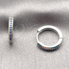 Argolla Huggie 02.267.0144.7.16 Rodio Laminado, con Zirconia Cubica Zafiro Azul, Pulido, Rodinado