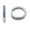 Argolla Huggie 02.267.0144.7.16 Rodio Laminado, con Zirconia Cubica Zafiro Azul, Pulido, Rodinado