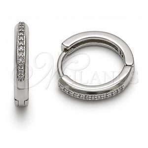 Argolla Huggie 02.267.0144.8.16 Oro Laminado Blanco, con Zirconia Cubica Amatista, Pulido, Rodinado