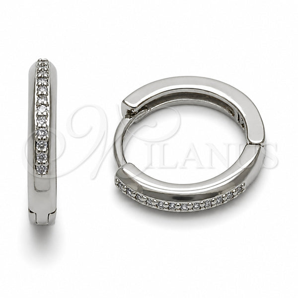 Argolla Huggie 02.267.0144.8.16 Rodio Laminado, con Zirconia Cubica Amatista, Pulido, Rodinado
