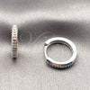 Argolla Huggie 02.267.0144.9.16 Rodio Laminado, con Zirconia Cubica Multicolor, Pulido, Rodinado