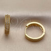 Argolla Huggie 02.195.0356.20 Oro Laminado, con Zirconia Cubica Blanca, Pulido, Tono Dorado