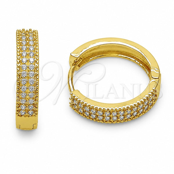 Argolla Huggie 02.195.0356.20 Oro Laminado, con Zirconia Cubica Blanca, Pulido, Tono Dorado