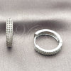 Argolla Huggie 02.195.0356.1.20 Rodio Laminado, con Zirconia Cubica Blanca, Pulido, Rodinado