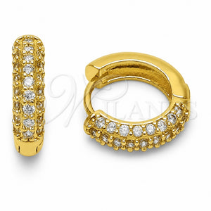 Argolla Huggie 02.267.0145.18 Oro Laminado, con Zirconia Cubica Blanca, Pulido, Tono Dorado