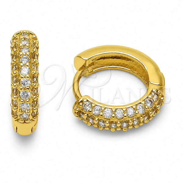 Argolla Huggie 02.267.0145.18 Oro Laminado, con Zirconia Cubica Blanca, Pulido, Tono Dorado