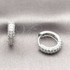 Argolla Huggie 02.267.0145.2.18 Rodio Laminado, con Zirconia Cubica Blanca, Pulido, Rodinado
