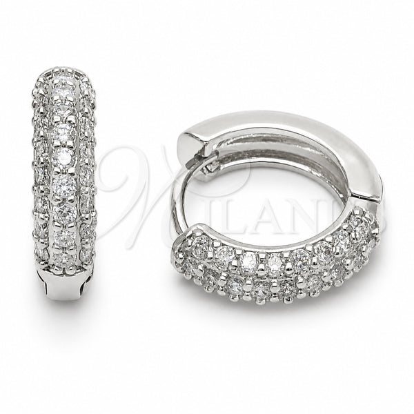 Argolla Huggie 02.267.0145.2.18 Rodio Laminado, con Zirconia Cubica Blanca, Pulido, Rodinado