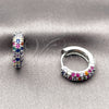 Argolla Huggie 02.267.0145.3.18 Rodio Laminado, con Zirconia Cubica Multicolor, Pulido, Rodinado