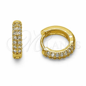 Argolla Huggie 02.267.0146.14 Oro Laminado, con Zirconia Cubica Blanca, Pulido, Tono Dorado