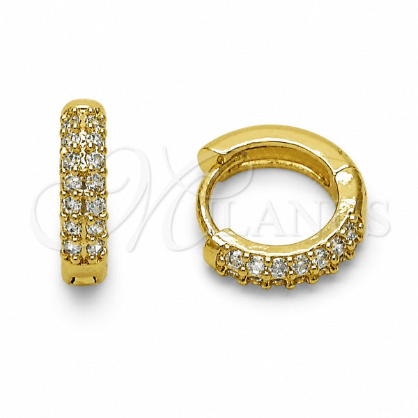 Argolla Huggie 02.267.0146.14 Oro Laminado, con Zirconia Cubica Blanca, Pulido, Tono Dorado
