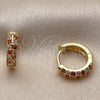 Argolla Huggie 02.267.0146.1.14 Oro Laminado, con Zirconia Cubica Granate y Blanca, Pulido, Tono Dorado