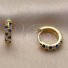 Argolla Huggie 02.267.0146.3.14 Oro Laminado, con Zirconia Cubica Zafiro Azul y Blanca, Pulido, Tono Dorado
